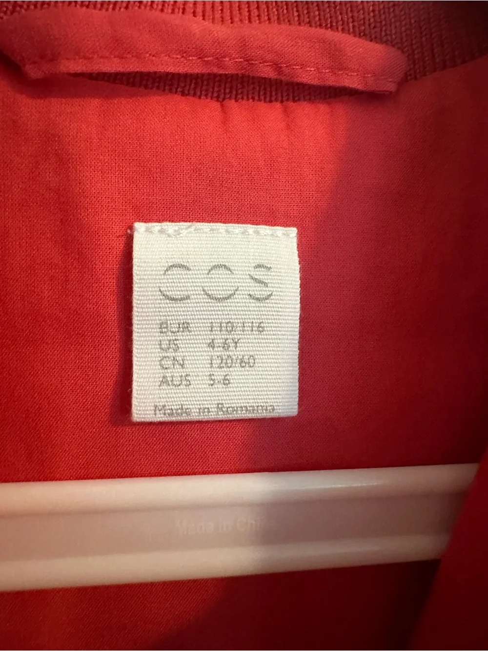COS Kids Red Zip-Up Peacoat